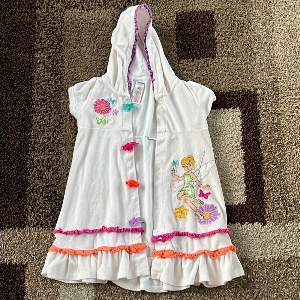 White Hooded Tinkerbell Dress with Colorful Accents